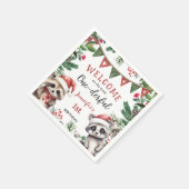 Meest eenDerful | Wasbeer Kerstmis 1e Verjaardag Servet (Hoek)