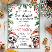 Meest eenDerful | Wasberen Kerstmis 1e verjaardag Kaart