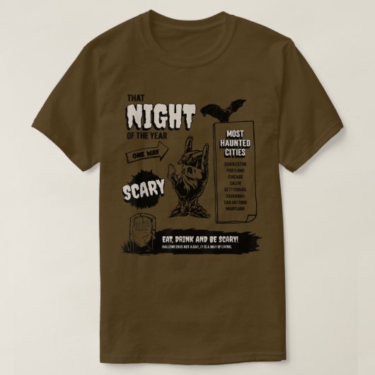 Meest gehakte steden Salem Scary ghost heks Hunter T-shirt (Design voorkant)