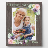 Meest geliefde Nana - Rustic Wood Floral Foto Fotoplaat (Voorkant)