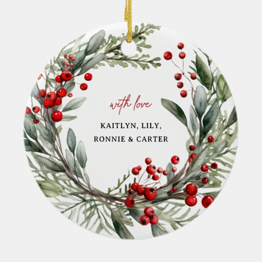 Meest geliefde oma ooit feestelijke krans Kerstmis Keramisch Ornament (Achterkant)