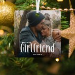Meest geliefde VRIENDIN 'Schattigee foto cadeau Metalen Ornament<br><div class="desc">Laat je vriendin weten hoeveel ze hier van houdt; Schattige Modern Custom Photo Vriendin Christmas Ornament. Het ontwerp is voorzien van leuke witte typografie met de tekst 'Most Loved VRIENDIN'. Upload eenvoudig uw favoriete afbeelding en personaliseer de naam van wie het is. Tekstkleur kan worden gewijzigd met het gereedschap 'Aanpassen...</div>