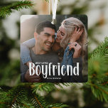 Meest geliefde vriendje 'Schattigee foto cadeau Metalen Ornament<br><div class="desc">Laat je vriend weten hoeveel hij hier van houdt; Schattige Modern Custom Photo Boyfriend Christmas Ornament. Het ontwerp is voorzien van leuke witte typografie met de tekst 'Most Loved BOYFRIEND'. Upload eenvoudig uw favoriete afbeelding en personaliseer de naam van wie het is. Tekstkleur kan worden gewijzigd met het gereedschap 'Aanpassen...</div>