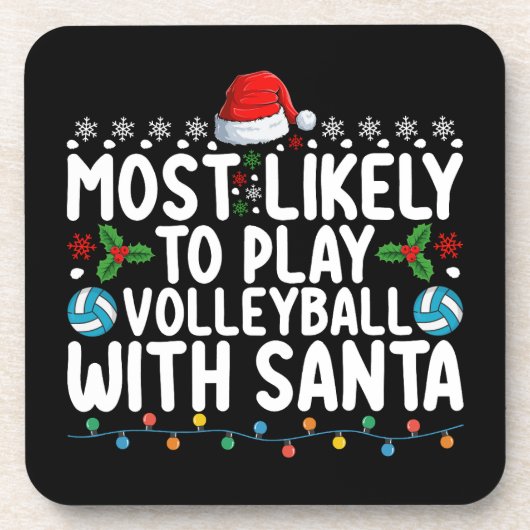 Meest geneigd om te volleyballen met Santa Christm Bier Onderzetter (Voorkant)