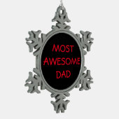 "MEEST GEWELDIGE DAD" Pewter Snowflake Ornament (Links)