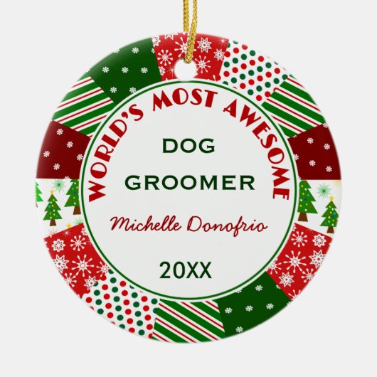 Meest Geweldige kerstcadeau voor Dog Groomer Keramisch Ornament (Voorkant)