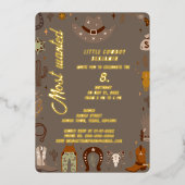 Meest gewilde kleine Texas Cowboy verjaardag Folie Uitnodiging (Voorkant)