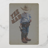 Meest gewilde kleine Texas Cowboy verjaardag Folie Uitnodiging (Achterkant)