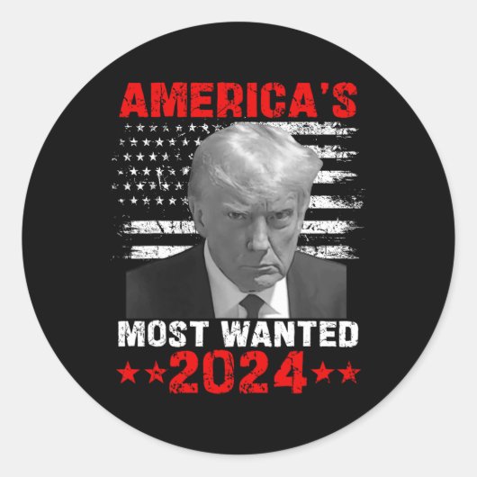 Meest gezochte Trump 2024 Ronde Sticker (Voorkant)
