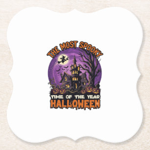 Meest Griezelige Halloween Spokenhuis Heks Pompoen Kartonnen Onderzetters