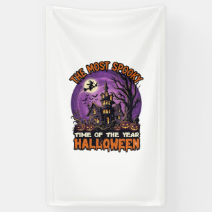 Meest Griezelige Halloween Spokenhuis Heks Pompoen Spandoek