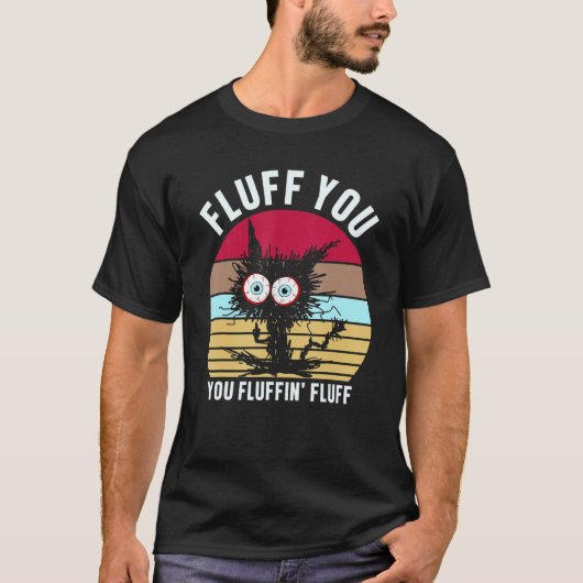 Meest keuty Cat Middle Finger Fluff You T-shirt (Voorkant)