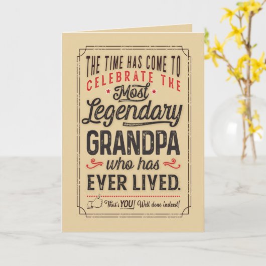 Meest Legendary Grandpa aller tijden Kaart (Gele Bloem)