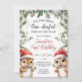 Meest ONE-derful | Eekhoorn Kerstmis 1e Verjaardag Kaart (Voorkant)