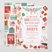 Meest Onedeful Time Kerstmeisje 1e verjaardag Kaart (Voorkant / Achterkant)