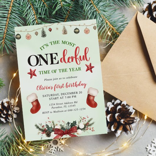 Meest ONEderful Tijd Kous Kerst Verjaardag Kaart