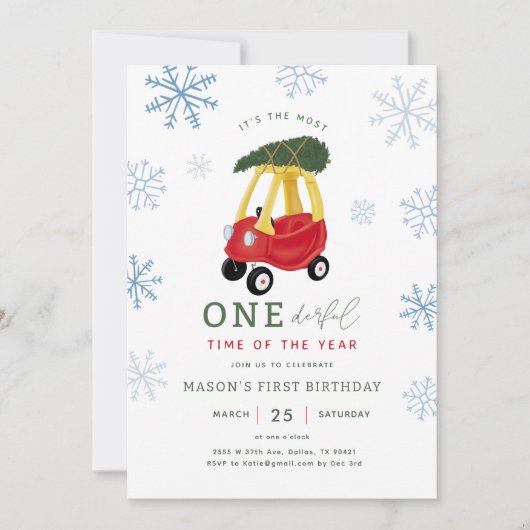 Meest ONEderful Tijd Van Het Jaar Auto 1e Verjaard Kaart (Voorkant)
