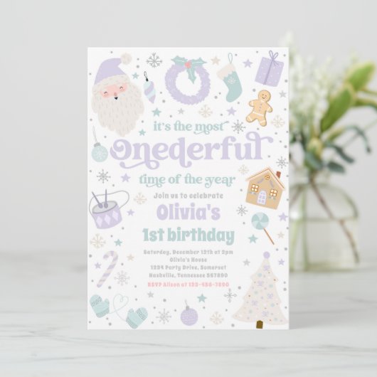 Meest Onederful Time Christmas 1e Verjaardagsfeest Kaart (Staand voorkant)