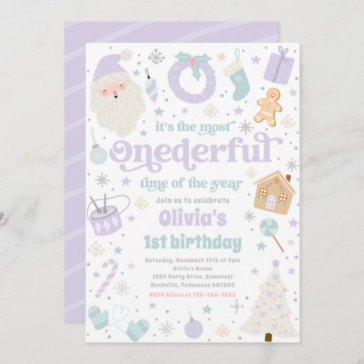 Meest Onederful Time Christmas 1e Verjaardagsfeest Kaart (Voorkant / Achterkant)