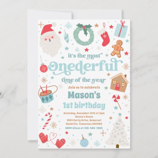 Meest Onederful Time Christmas 1e Verjaardagsfeest Kaart (Voorkant)