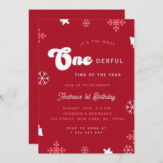 Meest Onederful Time Christmas 1e Verjaardagsfeest Kaart (Voorkant / Achterkant)