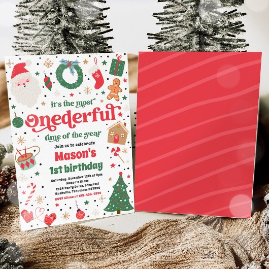 Meest Onederful Time Christmas 1e Verjaardagsfeest Kaart