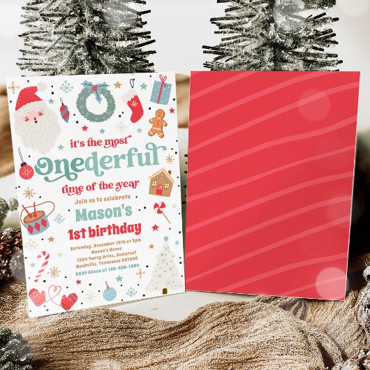 Meest Onederful Time Christmas 1e Verjaardagsfeest Kaart