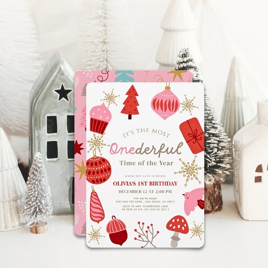 Meest Oneerlijke Tijd Kerst Roze 1e Verjaardag Kaart