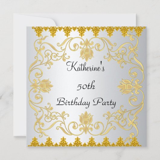 Meest populaire Elegant White Gold Invitation Kaart (Voorkant)