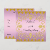 Meest populaire elegante roze gouduitnodiging kaart (Voorkant / Achterkant)