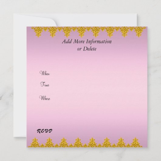 Meest populaire elegante roze gouduitnodiging kaart (Achterkant)