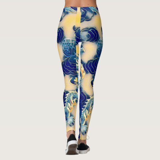 Meest populaire oude Chinese Dragon Scroll Art Leggings (Achterkant)