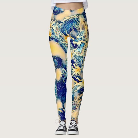 Meest populaire oude Chinese Dragon Scroll Art Leggings (Voorkant)