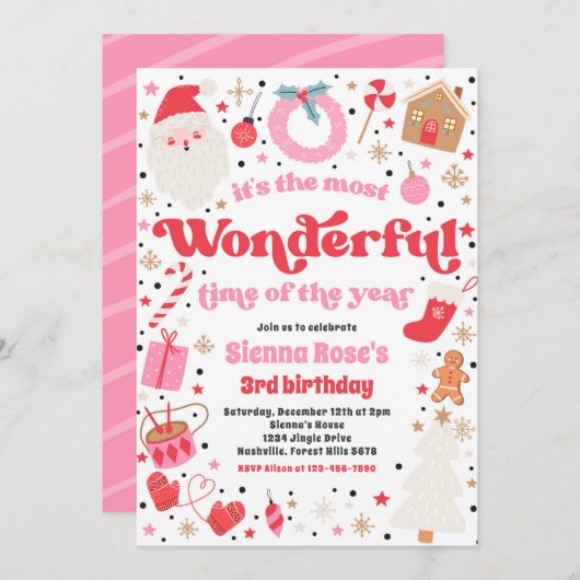 Meest Prachtige Roze Kerstfeest Kaart (Voorkant / Achterkant)