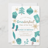 Meest Prachtige Tijd Kerst Groen 1e Verjaardag Kaart (Voorkant)