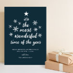 Meest Prachtige Tijd van het Jaar Blauw Script Nie Feestdagenkaart<br><div class="desc">Meest Prachtige Tijd van het Jaar Blauw Script Non Photo Holiday Kaart. Stuur aanpasbare en gepersonaliseerde vakantiegroeten naar vrienden,  collega's en familie in eenvoudige,  chique,  elegante en moderne fotodesign feestelijke,  natuurlijke minimalistische stijlkaarten! Onder de kalligrafie staat uw aangepaste groetboodschap in moderne typografie.</div>