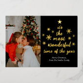 Meest Prachtige Tijd van het Jaar Goud Zwart Foto Folie Feestdagenkaart (Voorkant)