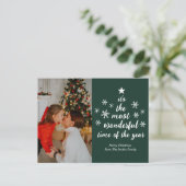 Meest Prachtige Tijd van het Jaar Groene Script Fo Feestdagenkaart (Staand voorkant)