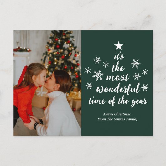 Meest Prachtige Tijd van het Jaar Groene Script Fo Feestdagenkaart (Voorkant)