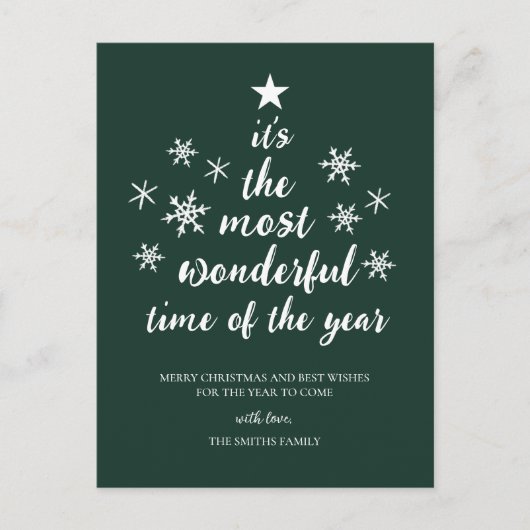 Meest Prachtige Tijd van het Jaar Groene Script Ni Feestdagenkaart (Voorkant)