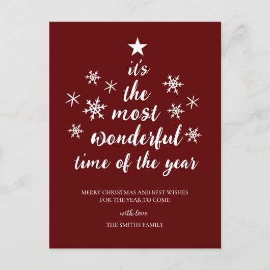 Meest Prachtige Tijd van het Jaar Rood Script Niet Feestdagenkaart (Voorkant)