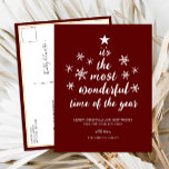 Meest Prachtige Tijd van het Jaar Rood Script Niet Feestdagenkaart<br><div class="desc">Meest Wonderful Time of Year Red Script Non Photo Modern Holiday Briefkaart. Stuur vakantie groeten aan uw geliefden met deze feestelijke en moderne vakantie Kaart. Alle teksten zijn vooraf voor u geregeld om gemakkelijk en snel te personaliseren met uw eigen gegevens. Prettige feestdagen</div>