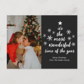 Meest Prachtige Tijd van het Jaar Zwart Script Fot Feestdagenkaart (Voorkant)