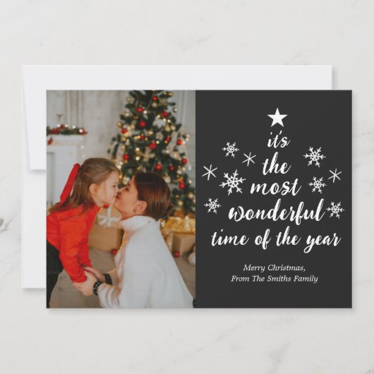 Meest Prachtige Tijd van het Jaar Zwart Script Fot Feestdagenkaart (Voorkant)