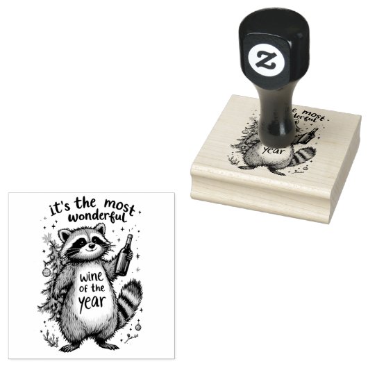 Meest Prachtige Wijn van het Jaar Wasbeer Rubberstempel (Gestempeld)