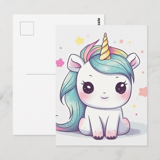 Meest Schattige Pastel Kawaii Eenhoorn Briefkaart (Voorkant / Achterkant)