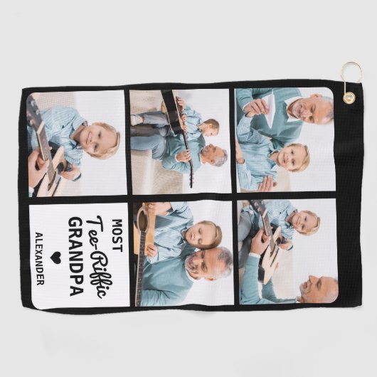 Meest T-shirt-Riffic GRANDPA 5 Foto Vaderdag Golfhanddoek (Horizontaal)