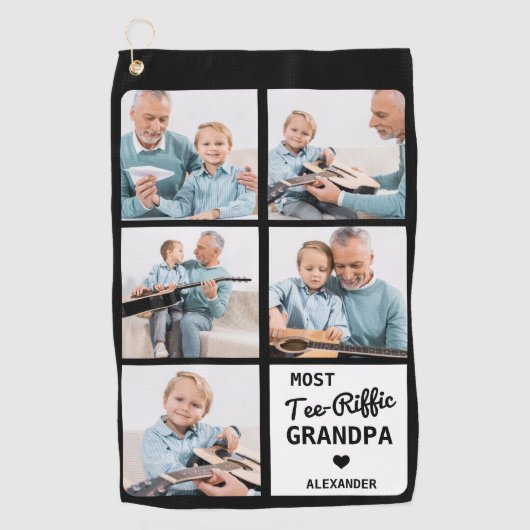 Meest T-shirt-Riffic GRANDPA 5 Foto Vaderdag Golfhanddoek (Voorkant)