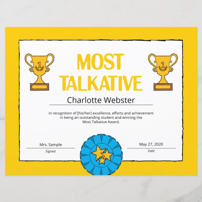 Meest Talkative Certificate of Achievement PDF (Voorkant)