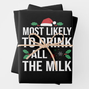 Meest Waarschijnlijk Alle Melk Te Drinken Kerstmis Inpakpapier Vel